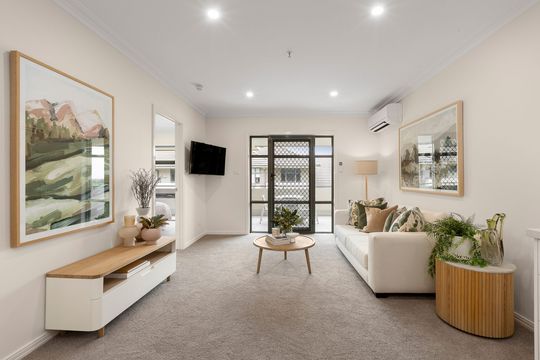 Courtyard-facing apartment on level 3 with serene views