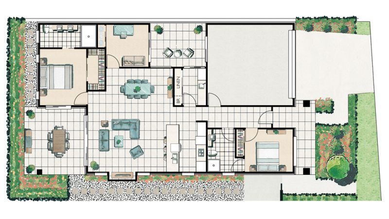 Spacious open planned design with a traditional verandah
