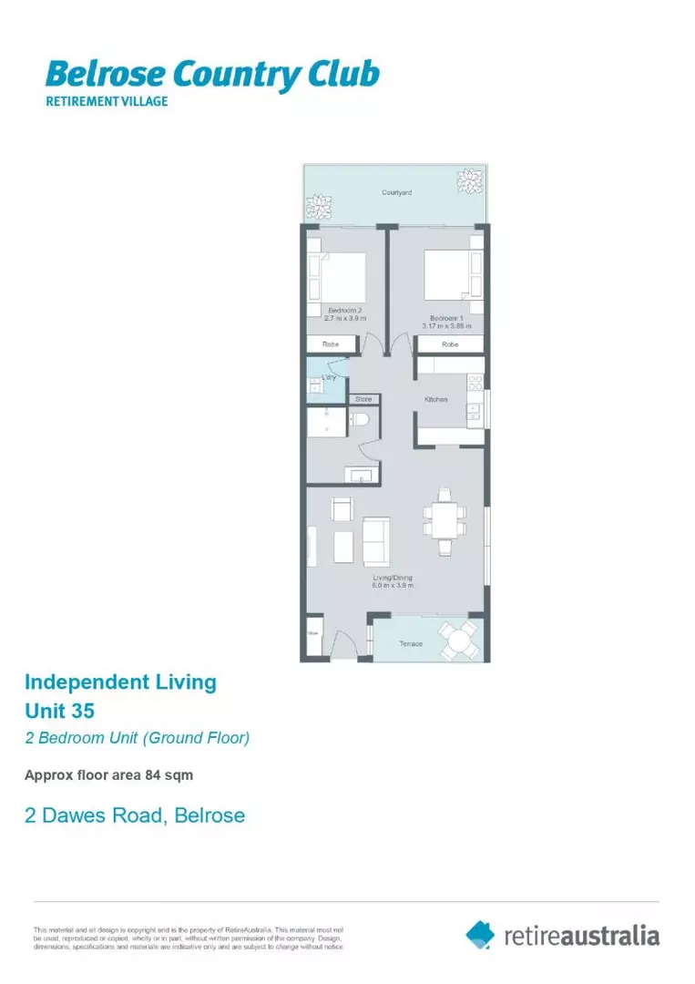 Newly renovated ground floor unit with easy access, large rear courtyard, close to the clubhouse.