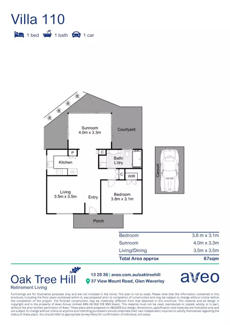 North-facing 1-bedroom villa with beautiful sun-drenched sunroom