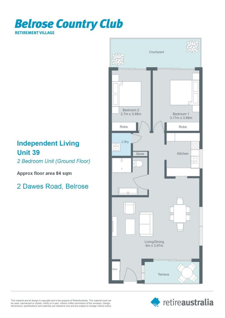 Elegant, open plan unit featuring a sunny north facing terrace