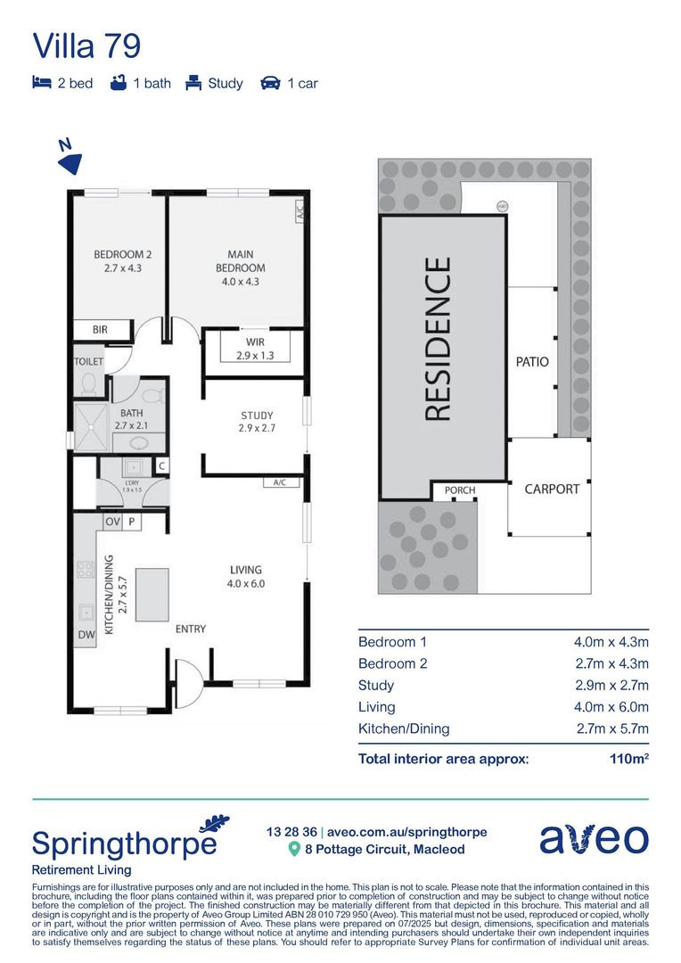 Stylishly updated two-bedroom plus study villa with delightful garden