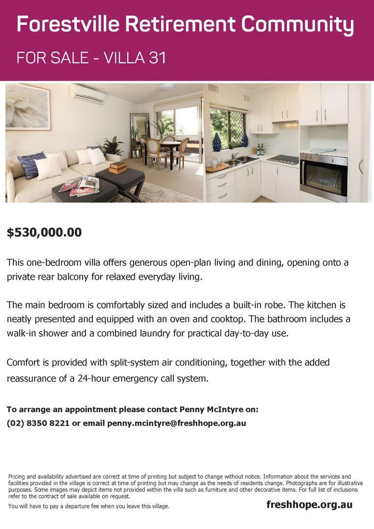 One Bedroom Villa - For Sale $530,000