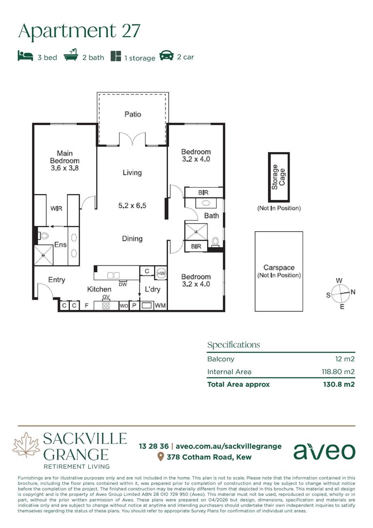Spacious three-bedroom apartment with garden views
