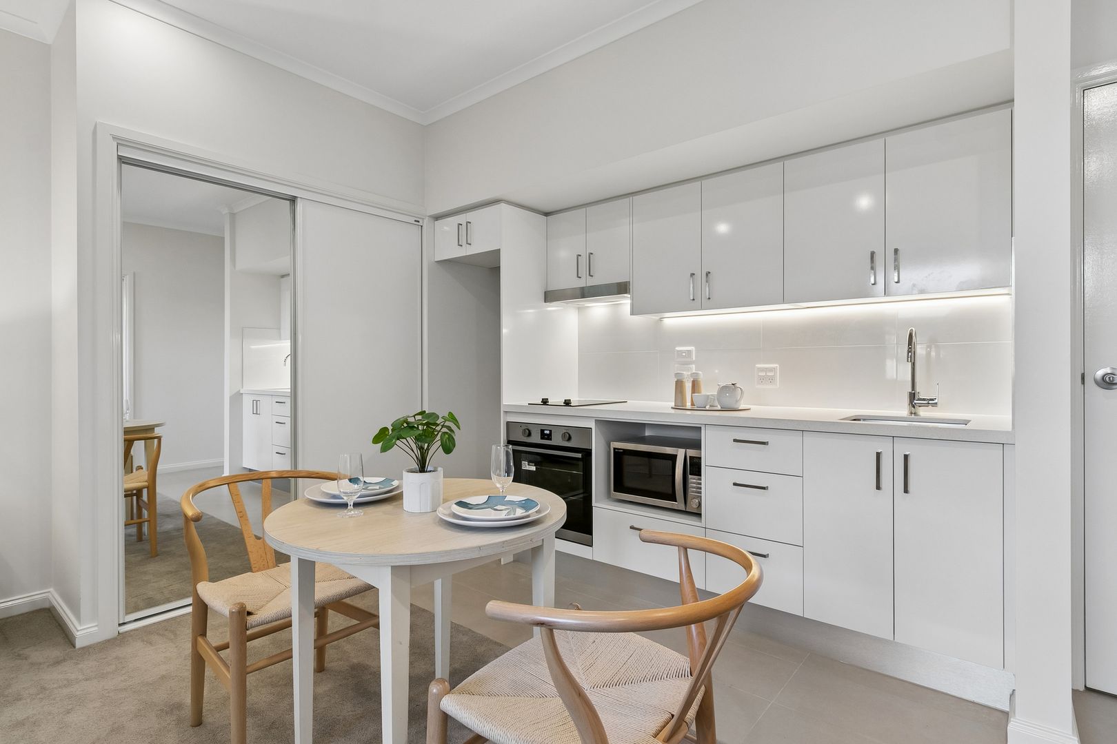 Modern studio apartment with a new kitchen
