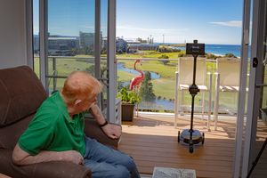 Is this the future of retirement living? All-seeing robot named Bluey follows frail NSW man around his home