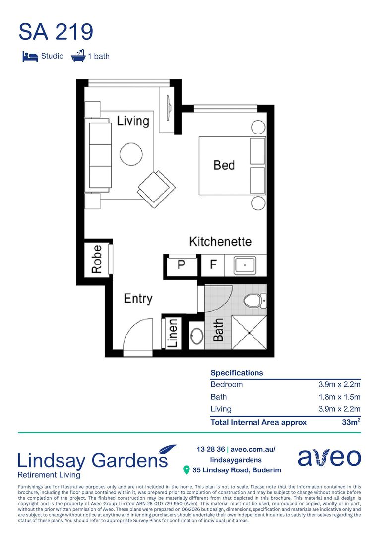Easy-living studio in a convenient community location.