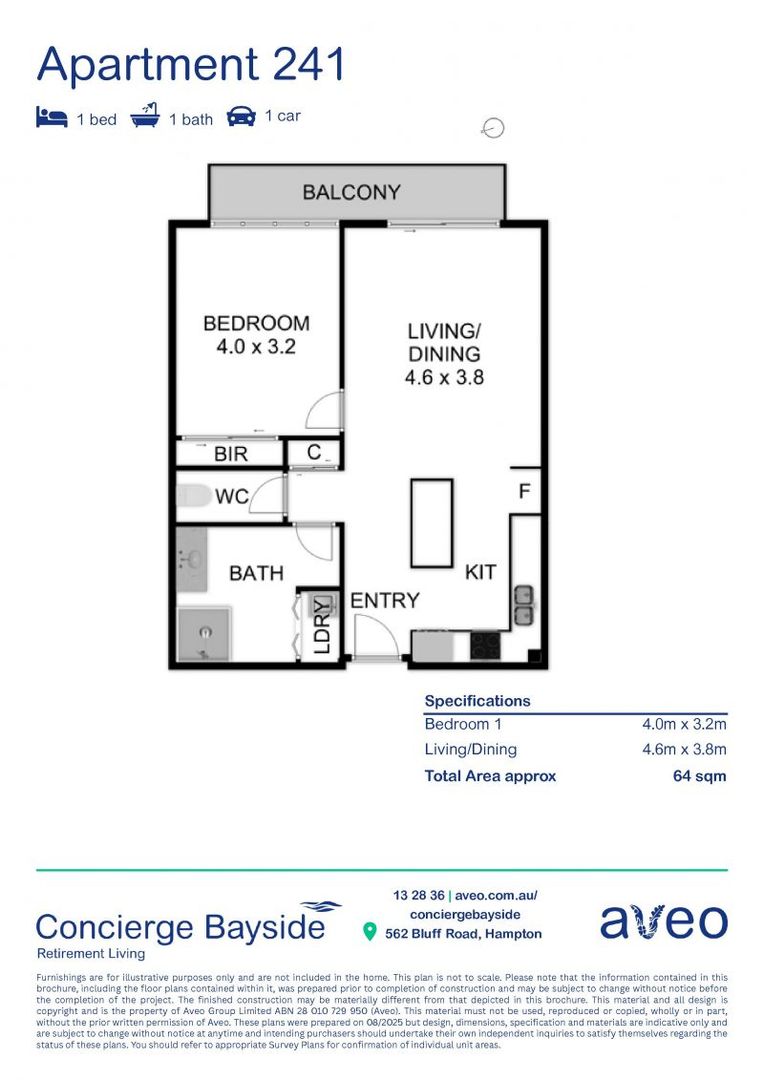 One-bedroom apartment with a large double balcony