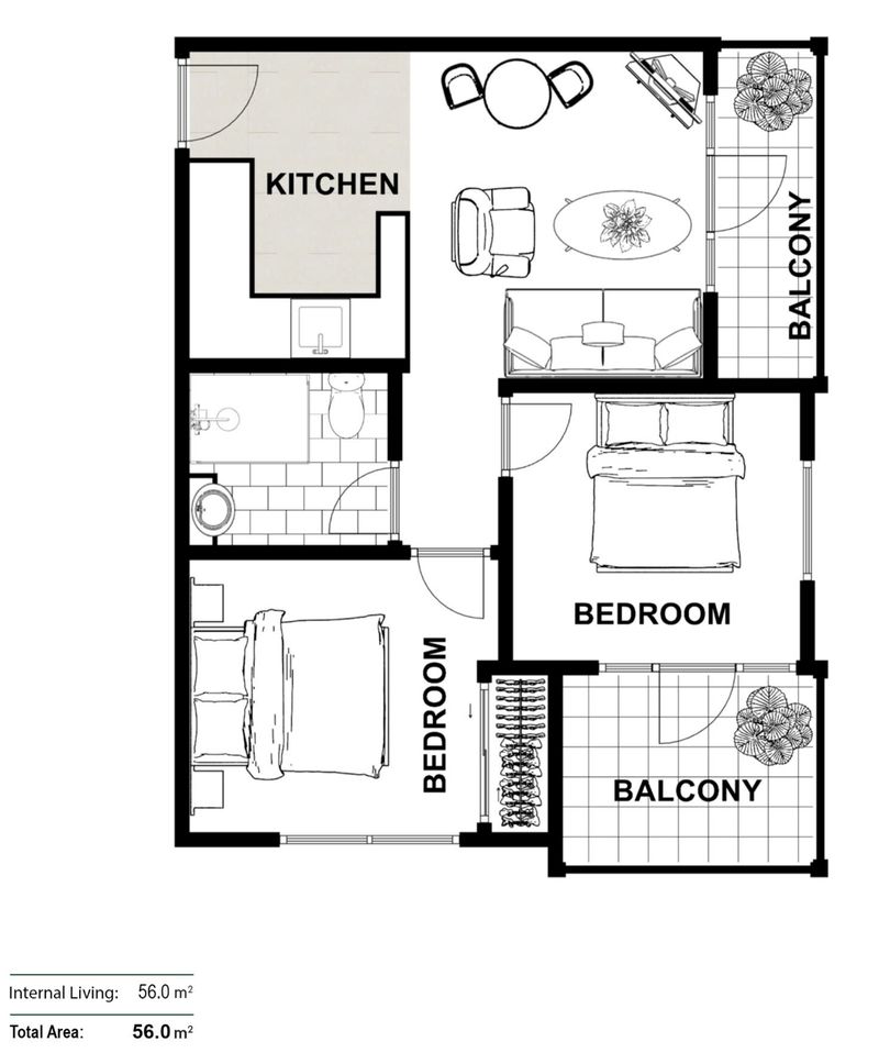 Refurbished Apartment with Leafy Balcony Retreat