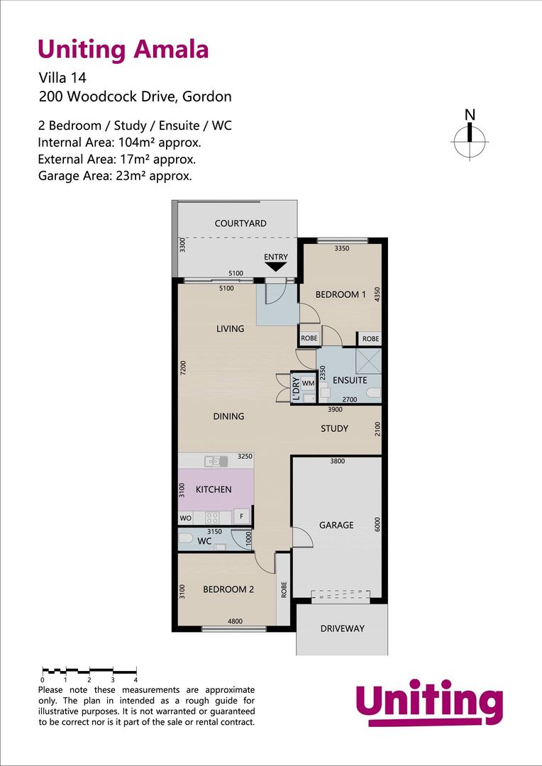 Spacious two-bedroom villa with study and attached garage | Uniting Amala