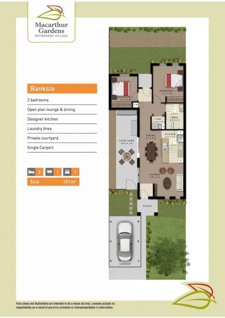 Newly refurbished Two Bedroom Villa with Carport