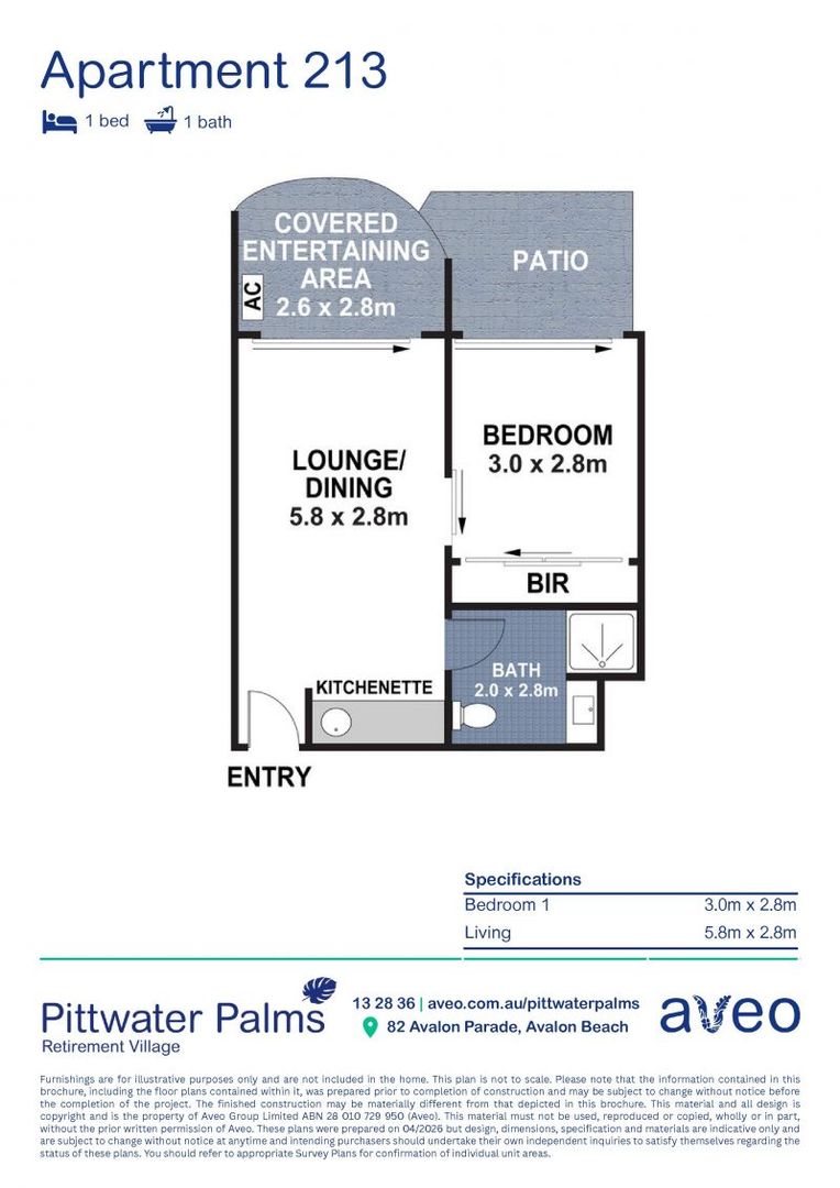 North-facing, stunning one-bedroom apartment