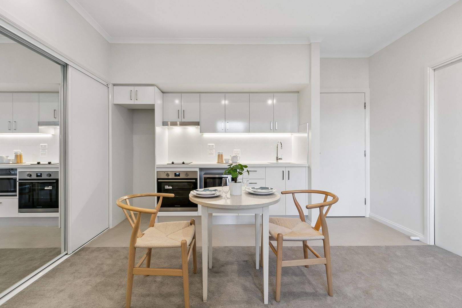 Modern studio apartment with a new kitchen