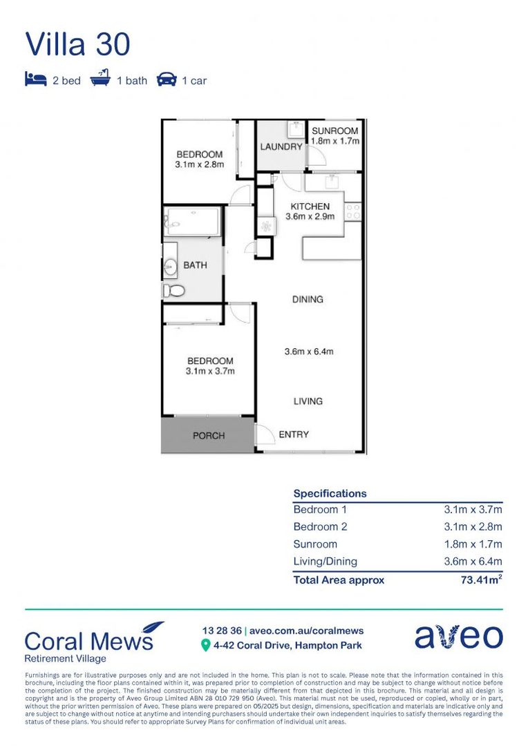 Newly refurbished 2-bed villa close to the community centre