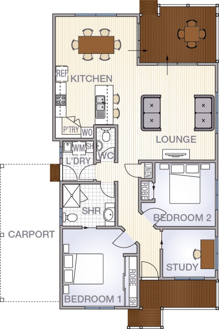 2 bedroom home + study for $320,000