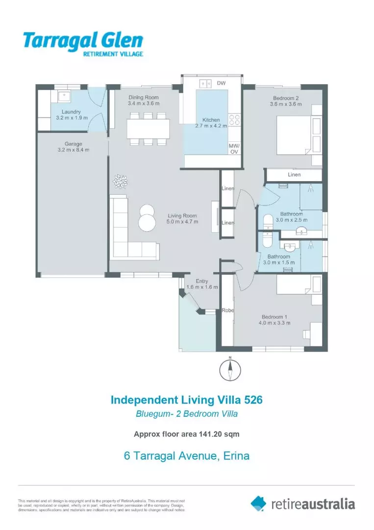 Spacious sun filled two-bedroom villa