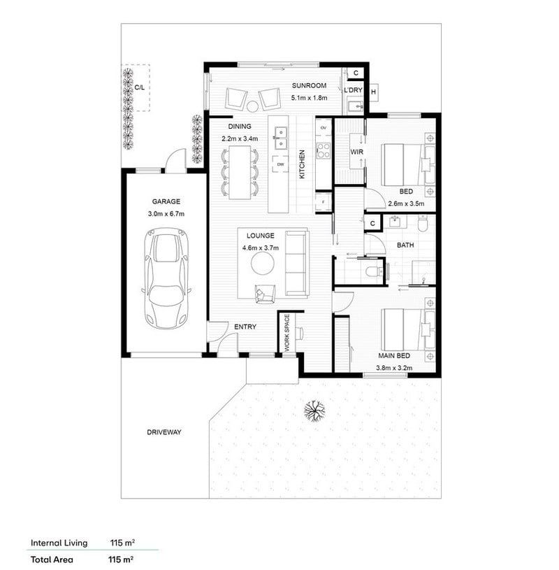 Bright, Low-maintenance, Study Nook and Garden Outlook