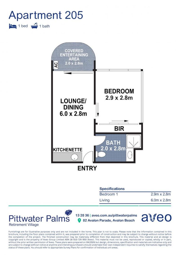 Bright and spacious one-bedroom apartment