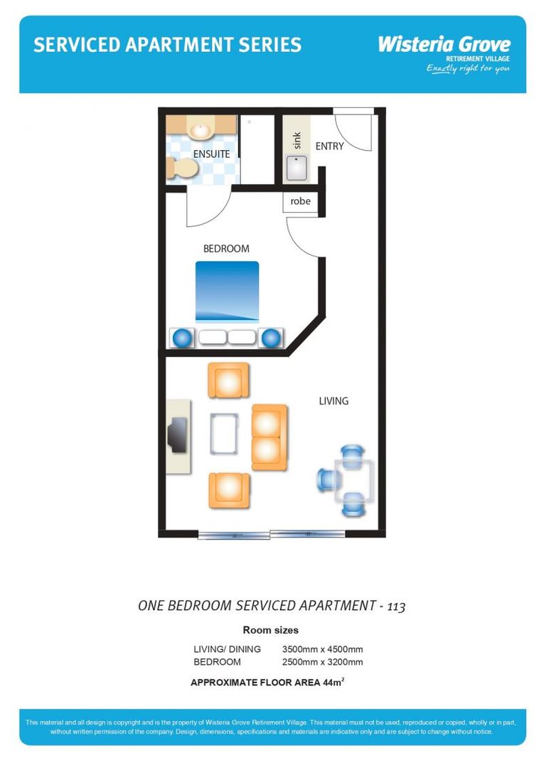 Spacious serviced apartment opening onto lovely communal courtyard
