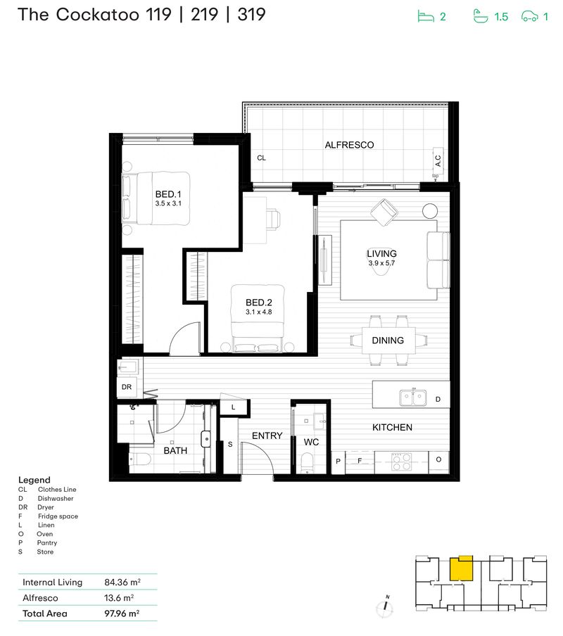 Stylish North-Facing 'Cockatoo Design' Apartment with Luxe Finishes