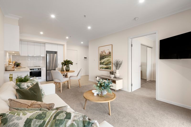 Courtyard-facing apartment on level 3 with serene views