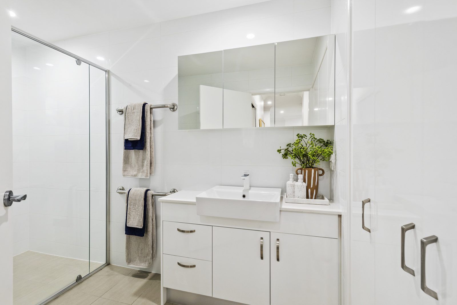 Modern one-bedroom apartment with large balcony.