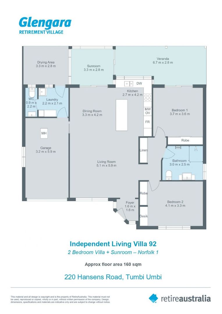 Ideal retirement independent living villa