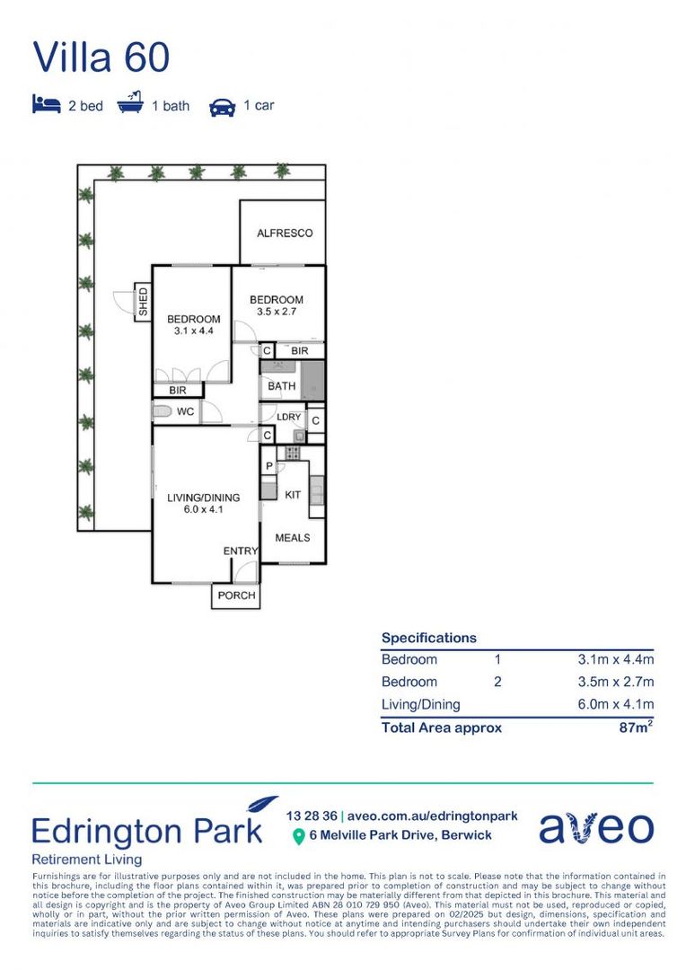 Spacious two-bedroom villa with private courtyard