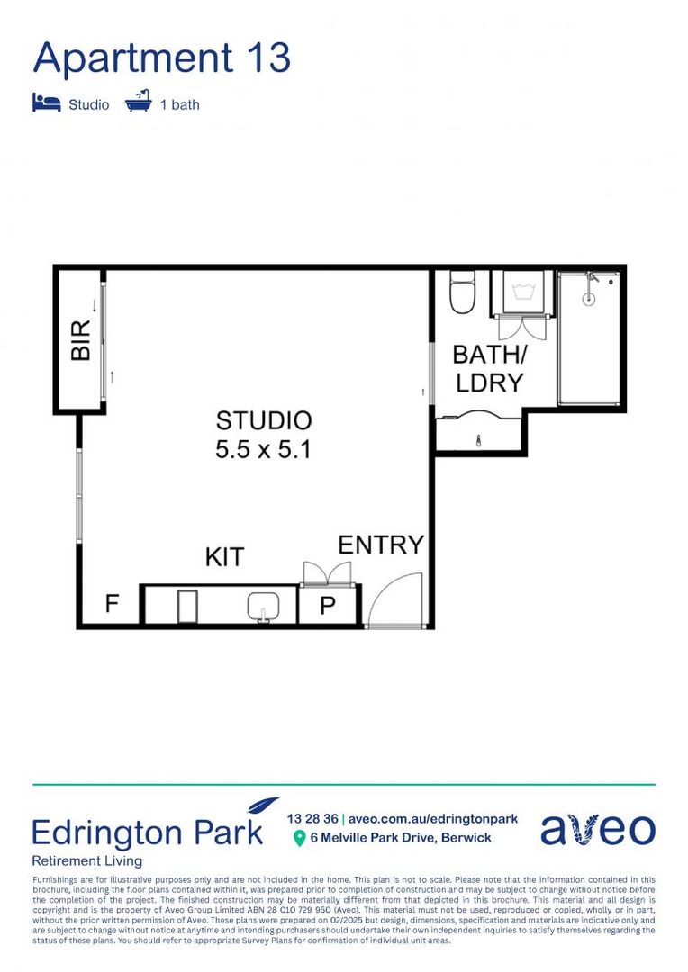 Move-in ready studio with stylish new kitchenette