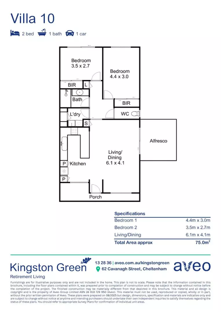 Lovely 2-bedroom villa with beautiful, landscaped gardens