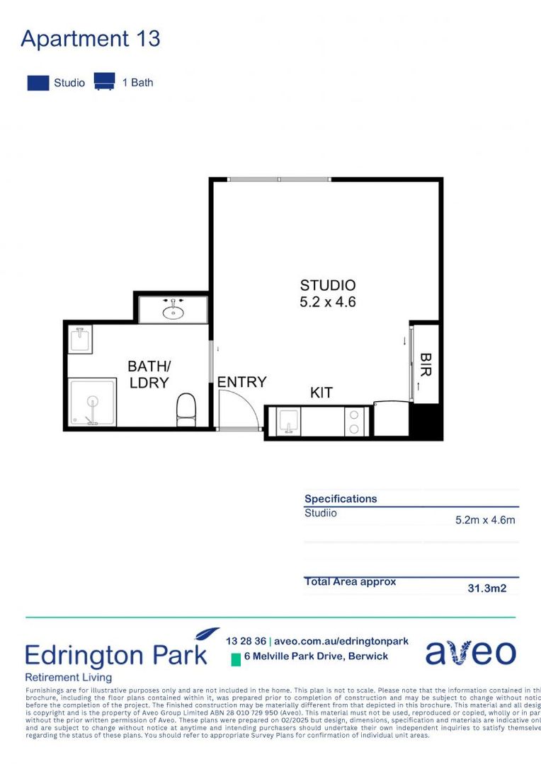 Modern studio apartment with a new kitchen