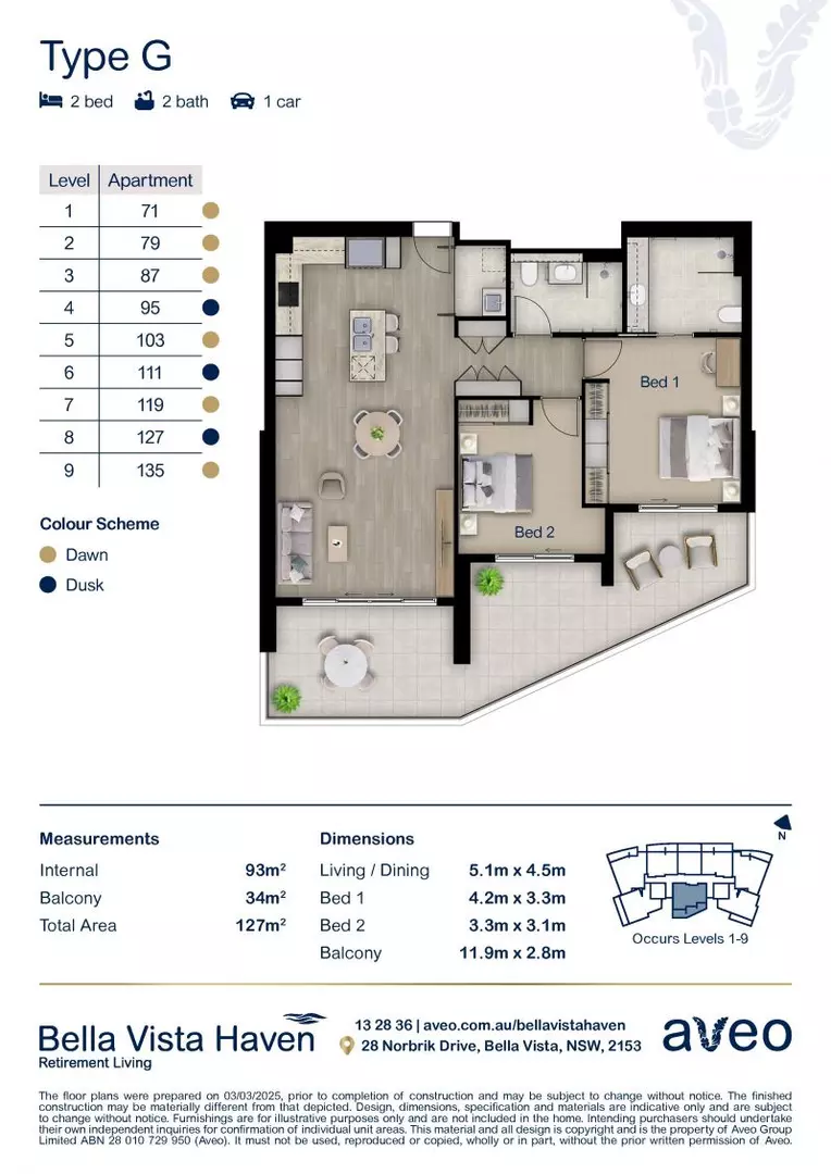 Spacious, light-filled 2-bedroom apartment with private balcony