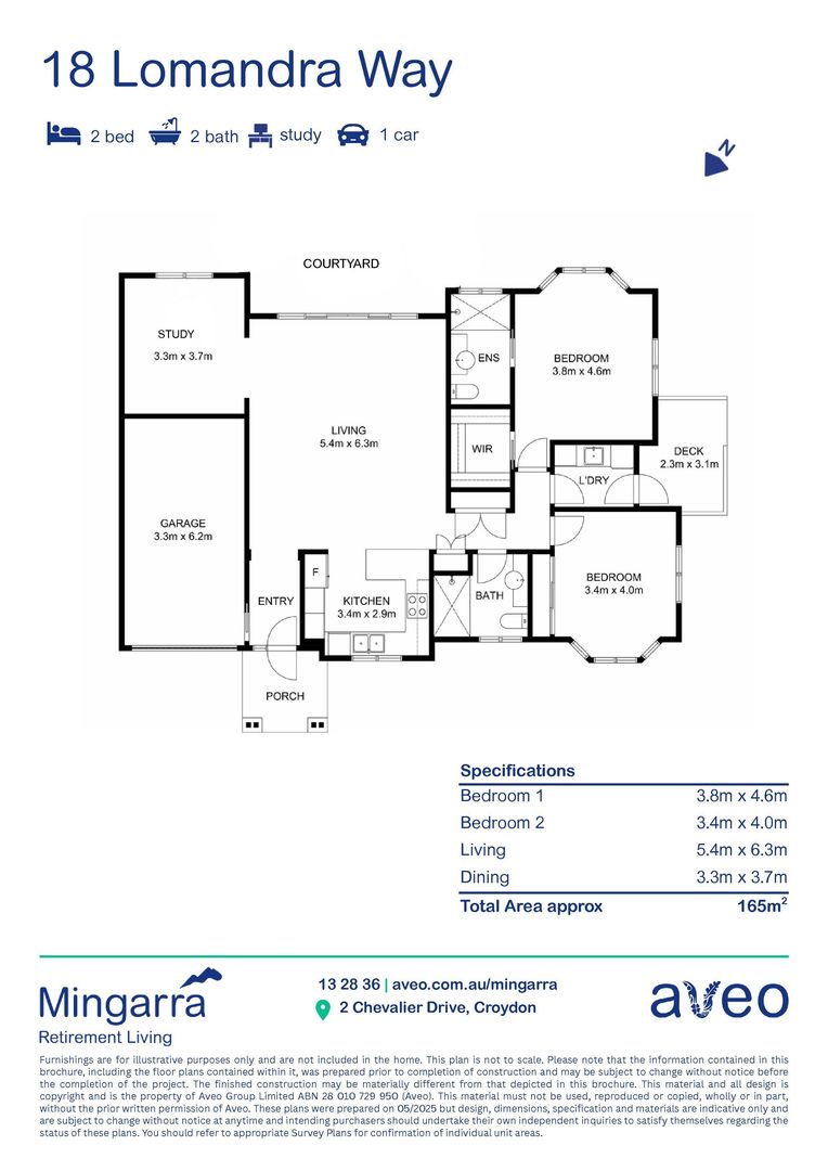 Modern 2-bedroom and study villa with private courtyard