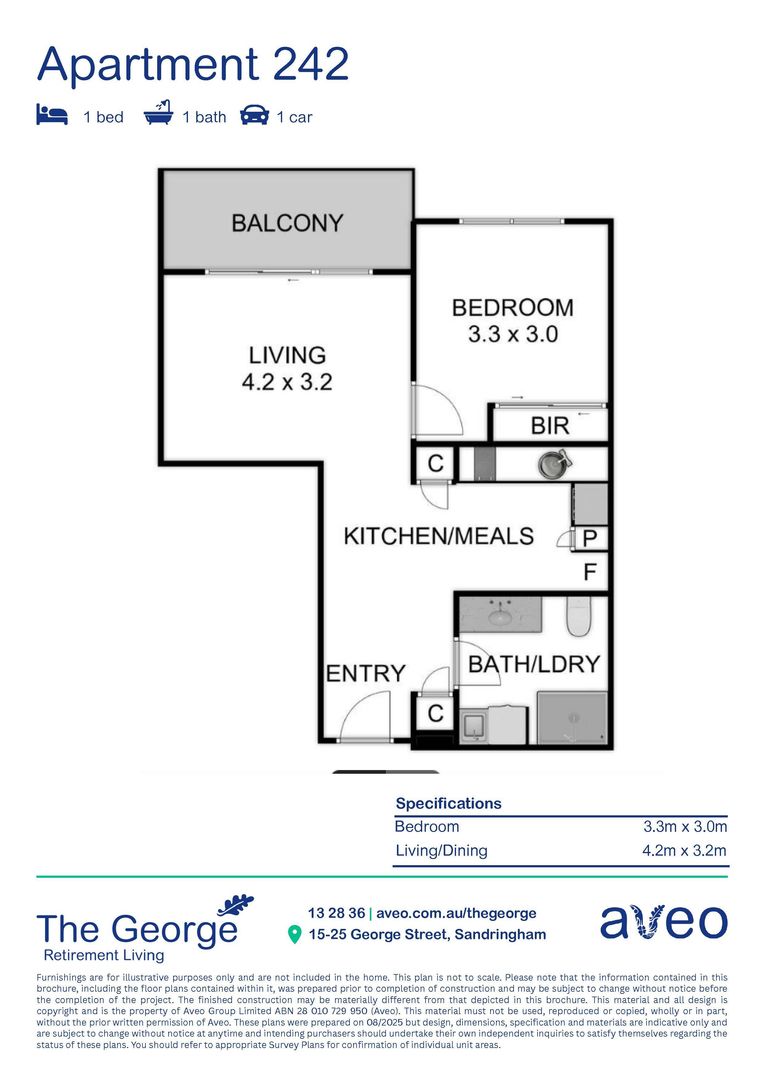 Spacious one-bedroom apartment with large private balcony