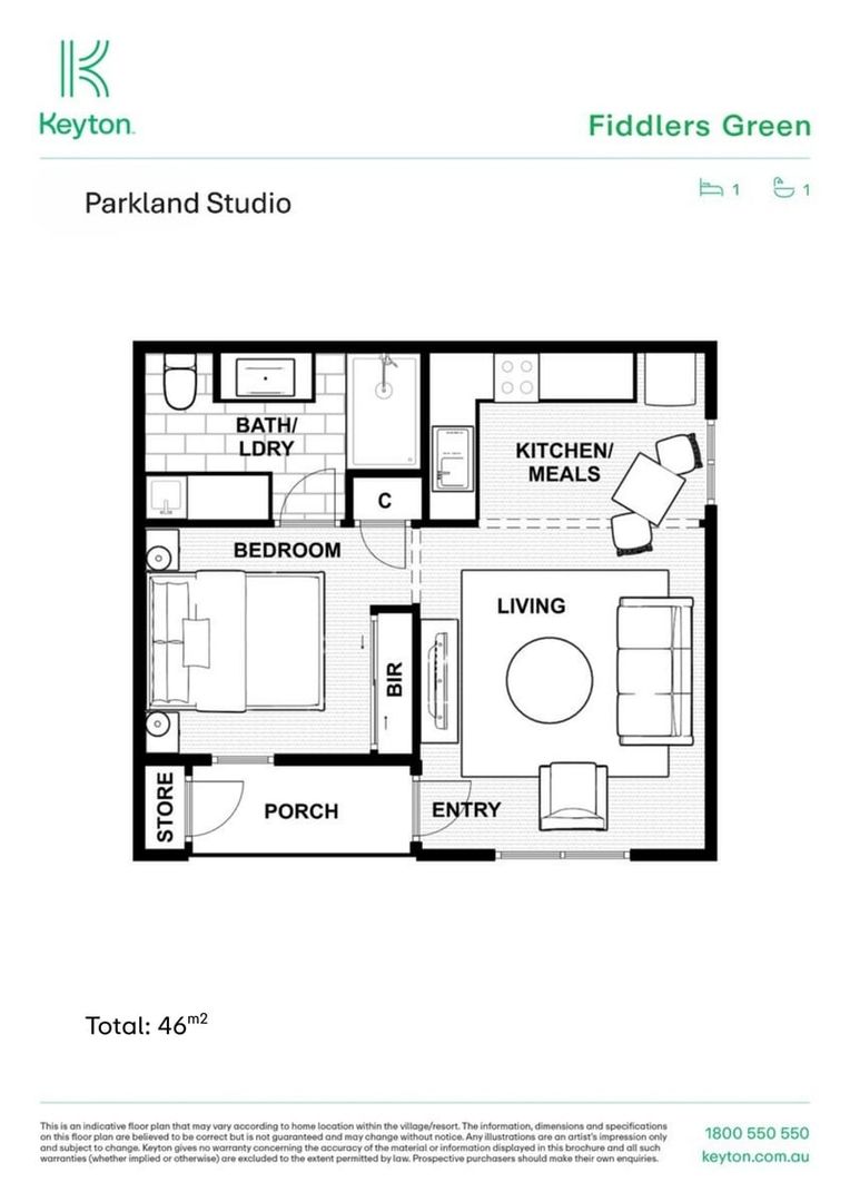 Modern, Renovated One-Bedroom Unit Layout With High Ceilings