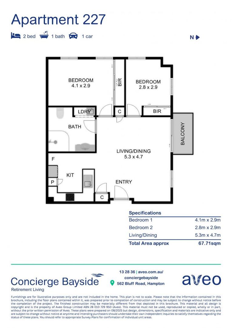 Spacious and bright two-bedroom apartment