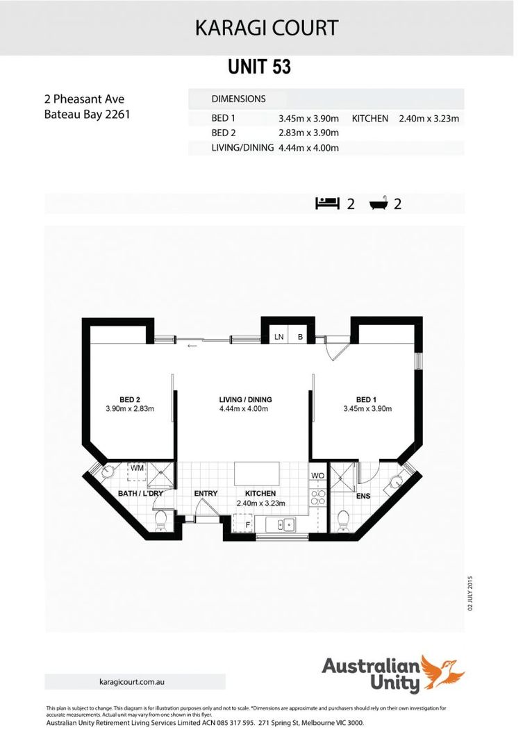 Spacious ground floor 2 bedroom unit