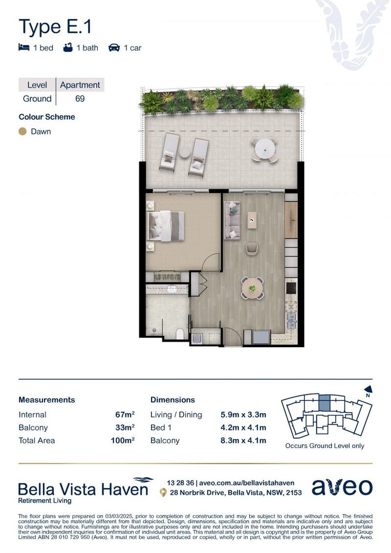 Spacious, light-filled 1-bedroom ground-floor apartment