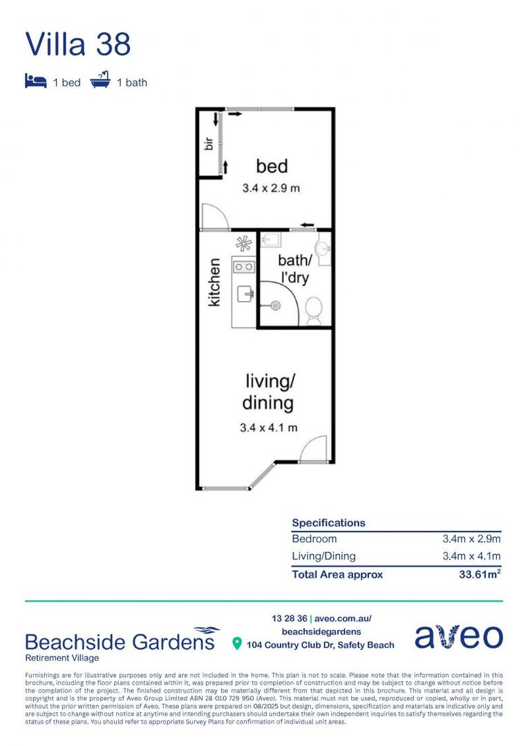 Newly renovated one-bedroom villa
