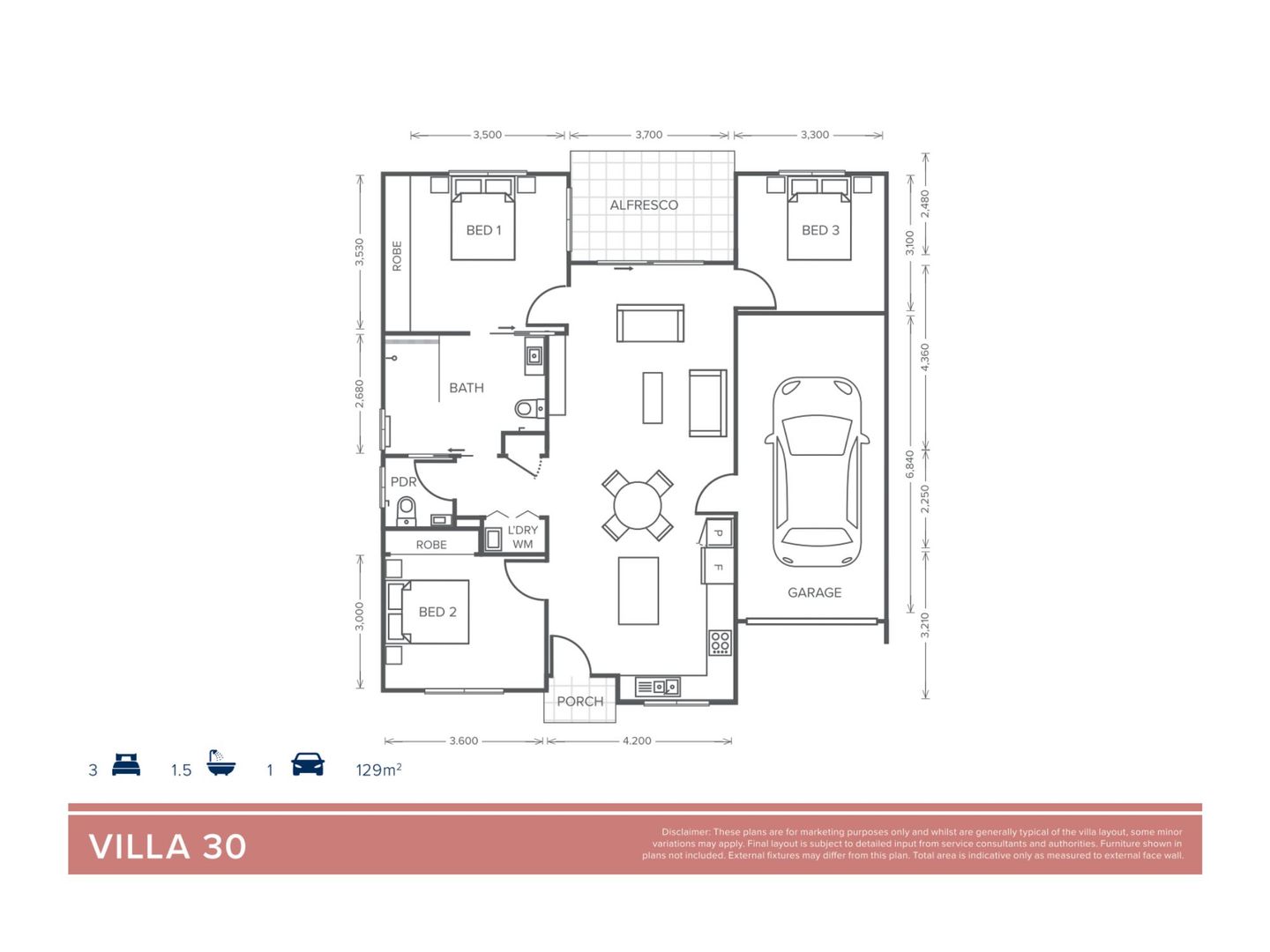 Villa 30 | 3 bed + 1 bathroom + powder - Oak Tree Retirement Village Bathurst
