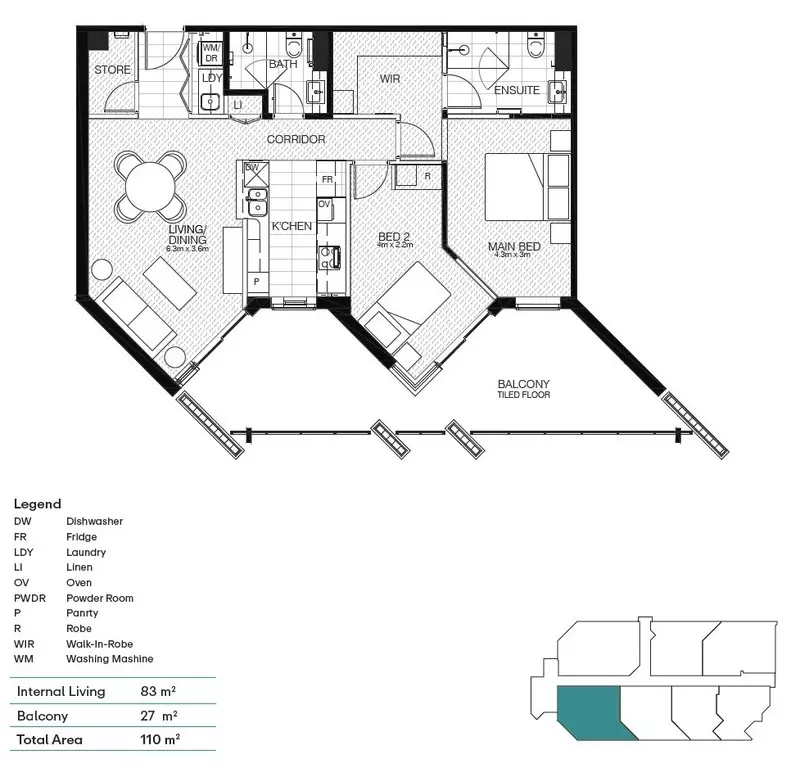 Architecturally Designed Two-bedroom Apartment on the 1st Floor
