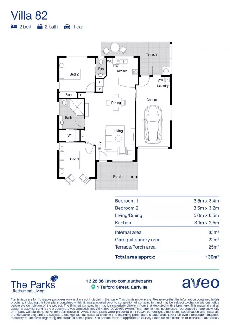 Two-bedroom villa with extra multi-use space