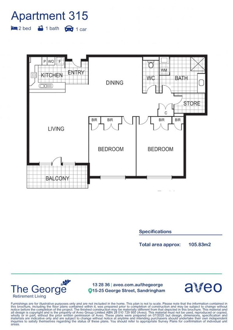 Stunning 2-bedroom apartment with balcony views