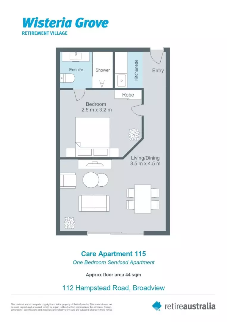Spacious serviced apartment opening onto lovely communal courtyard