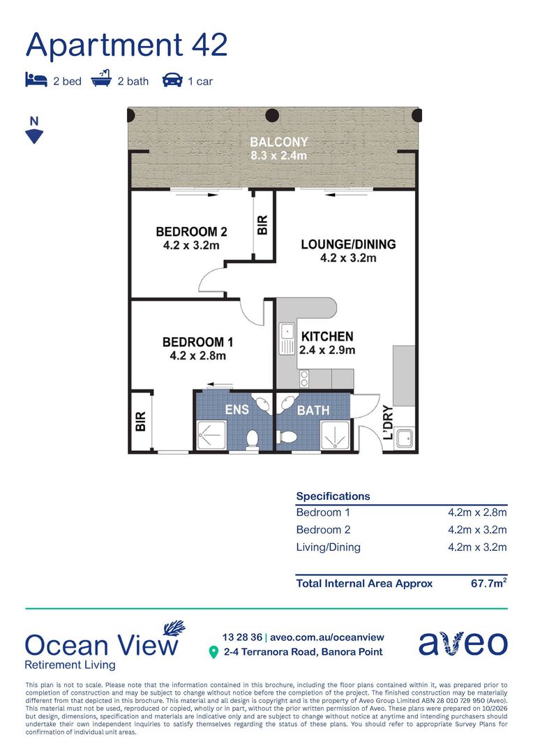 Spacious North-facing two-bedroom apartment