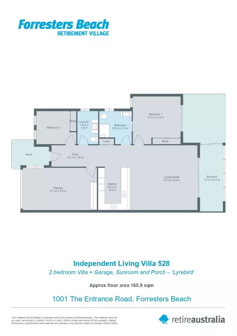 2 bedroom villa with enclosed sunroom