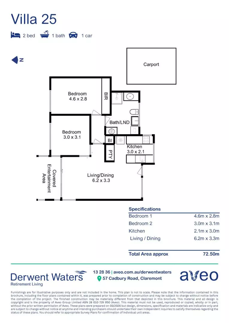 North Facing Villa With Views of Derwent River