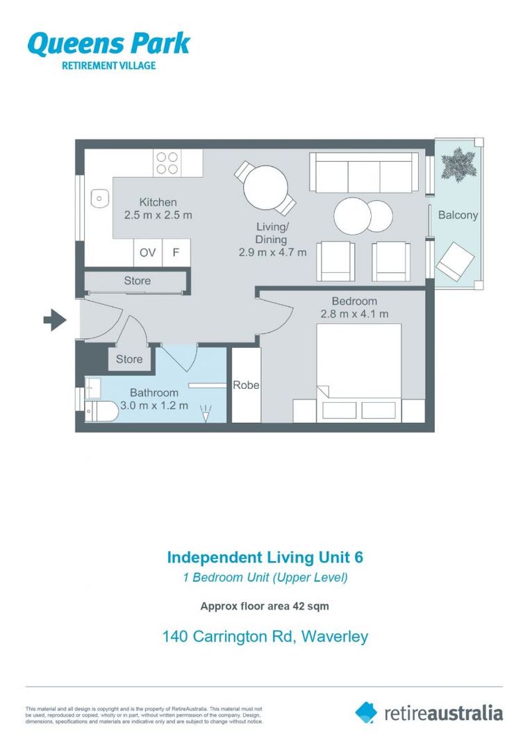 Stunning 1 bedroom unit with large open plan living/kitchen area.