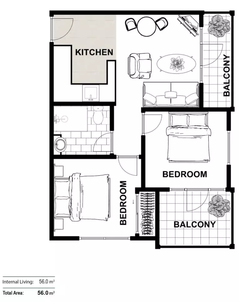 Refurbished Apartment with Leafy Balcony Retreat