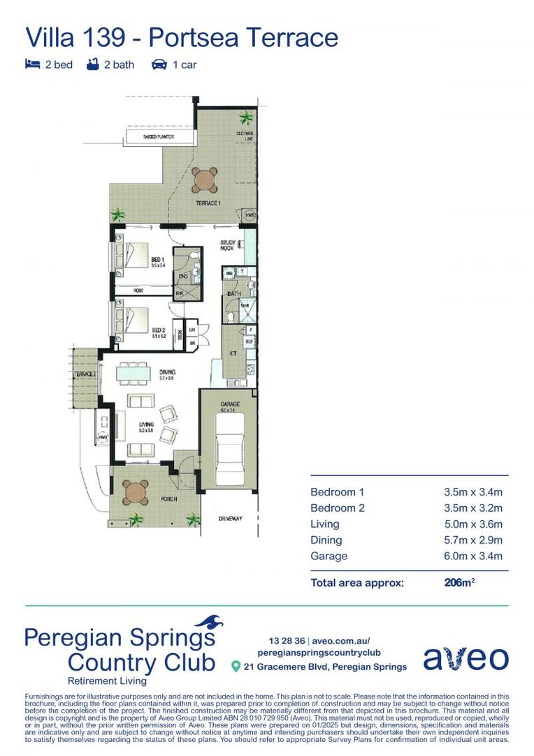 Fully renovated, spacious 2-bedroom villa with garden outlook